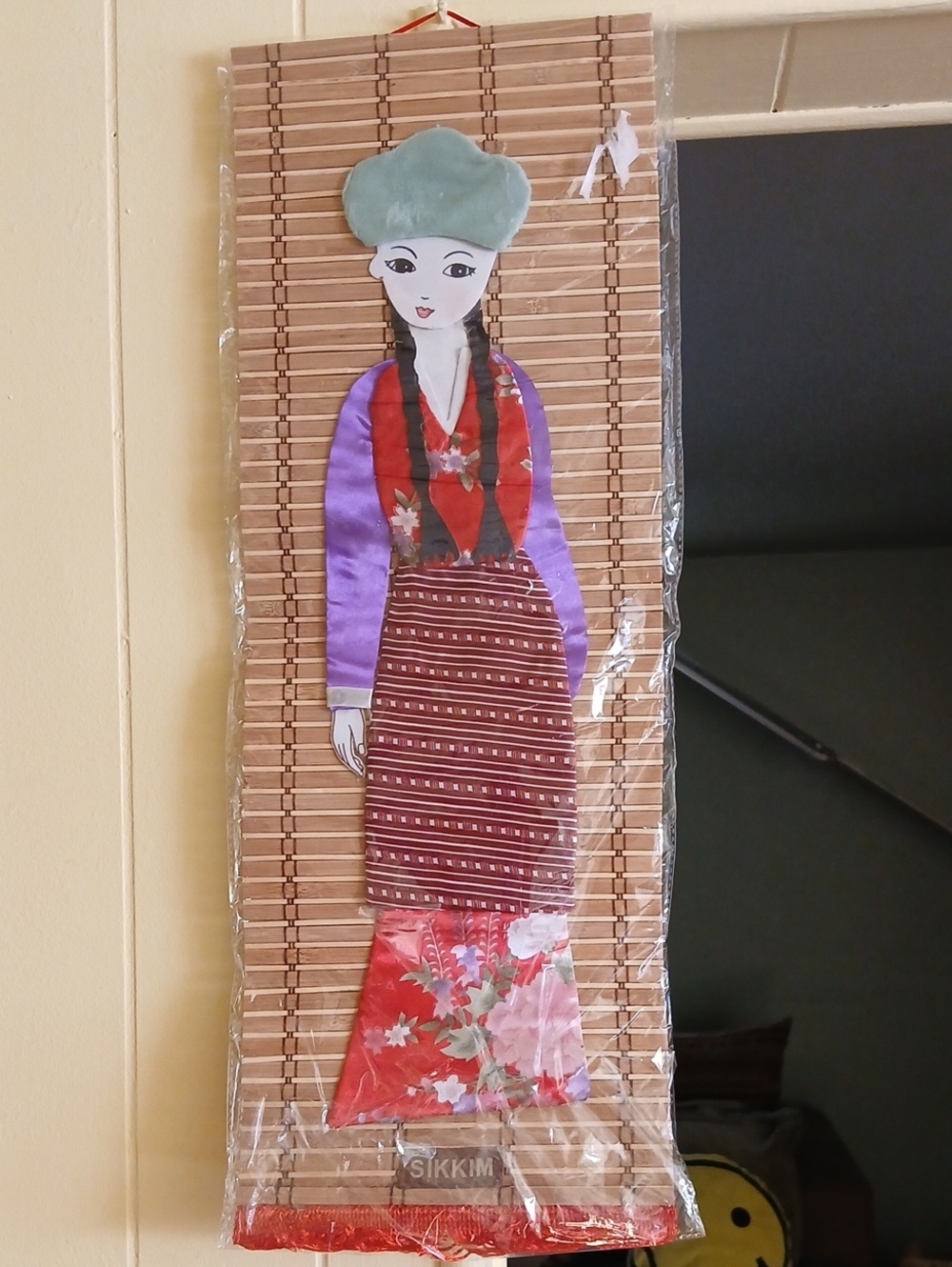 Handcrafted Bamboo Ethnic Wall Hanging in Red, Purple, Green